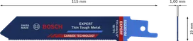 BoschEXPERT 薄而坚韧的金属 S 522 EHM 硬质合金往复锯片。